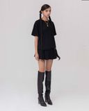  Áo Thun Hoạ Tiết Chữ Dập Nổi - Đen 