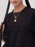  Áo Thun Hoạ Tiết Chữ Dập Nổi - Đen 