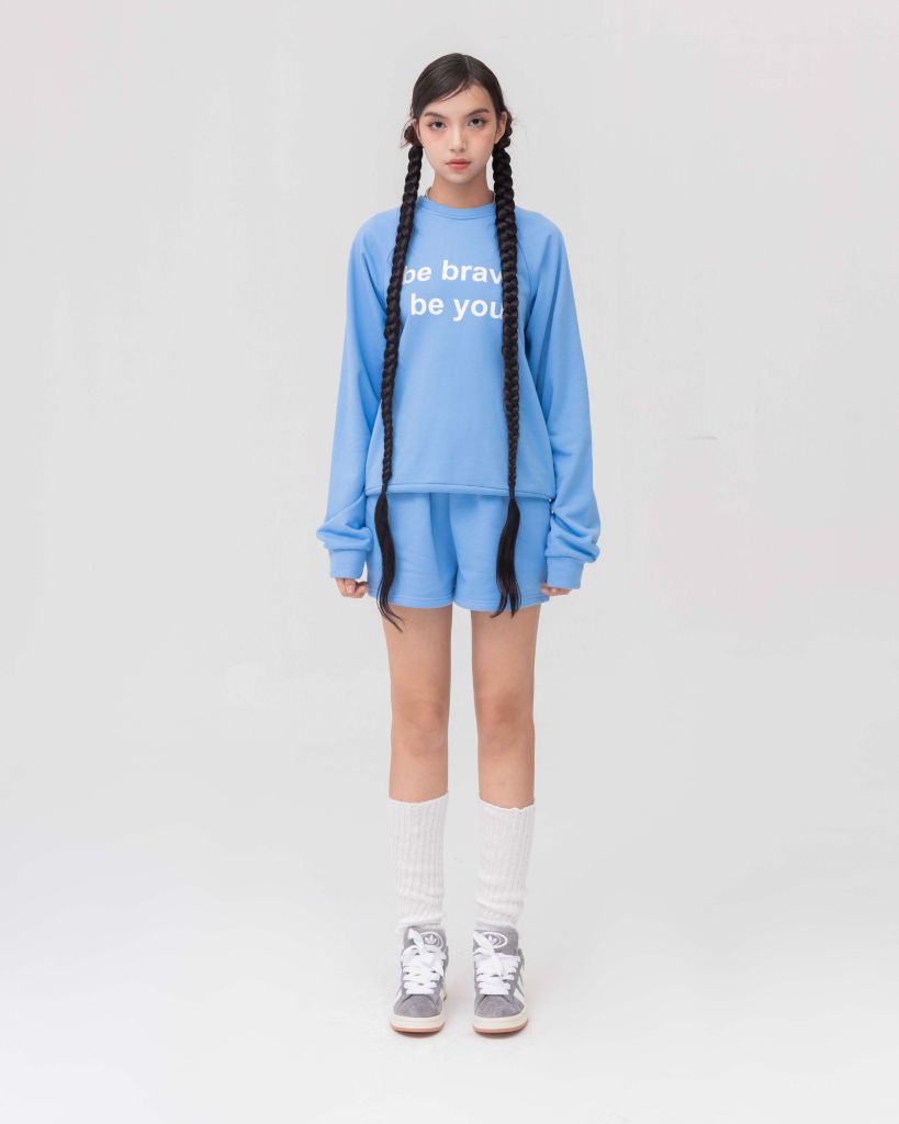 Set Đồ Nỉ Dài Tay và Quần Short - Xanh