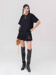 Áo Thun Hoạ Tiết Chữ Dập Nổi - Đen