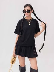 Áo Thun Hoạ Tiết Chữ Dập Nổi - Đen