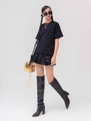 Áo Thun Hoạ Tiết Chữ Dập Nổi - Đen