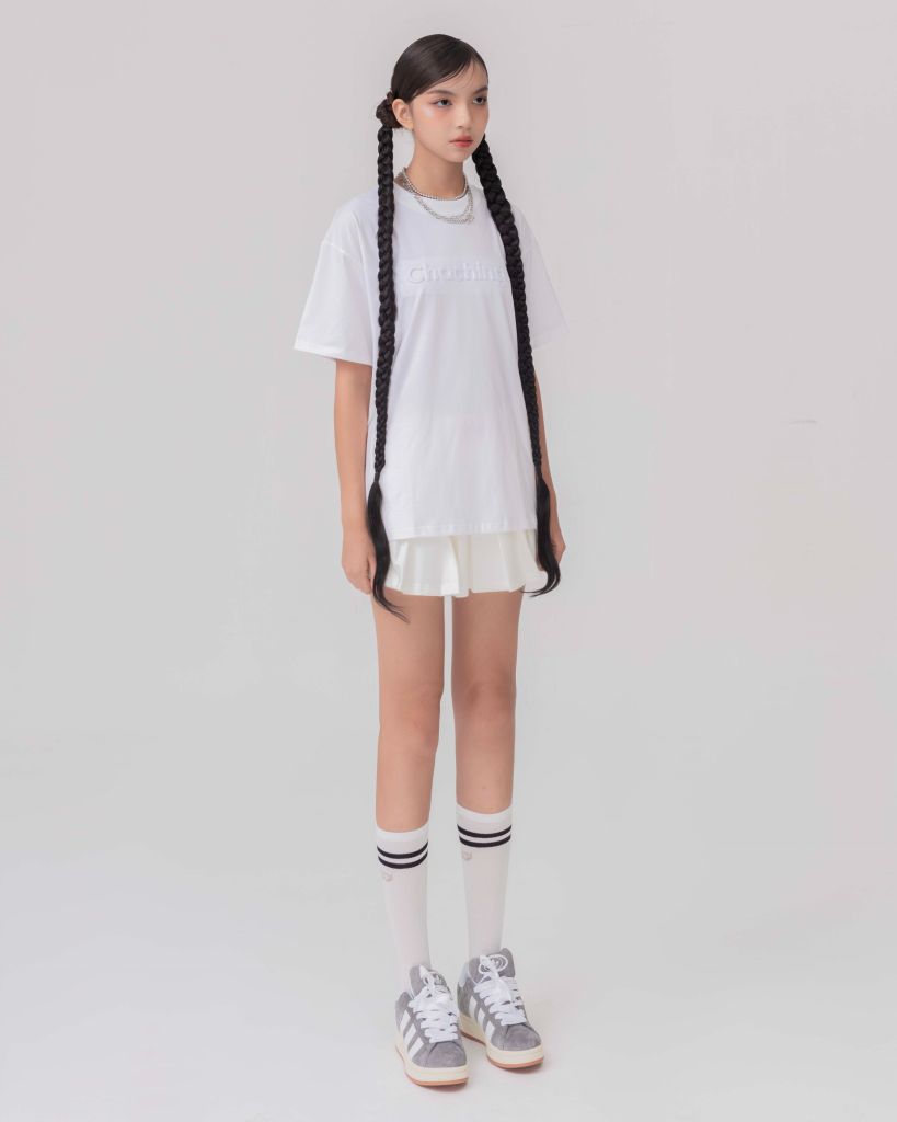 Áo Thun Hoạ Tiết Chữ Dập Nổi - Trắng