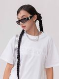  Áo Thun Hoạ Tiết Chữ Dập Nổi - Trắng 