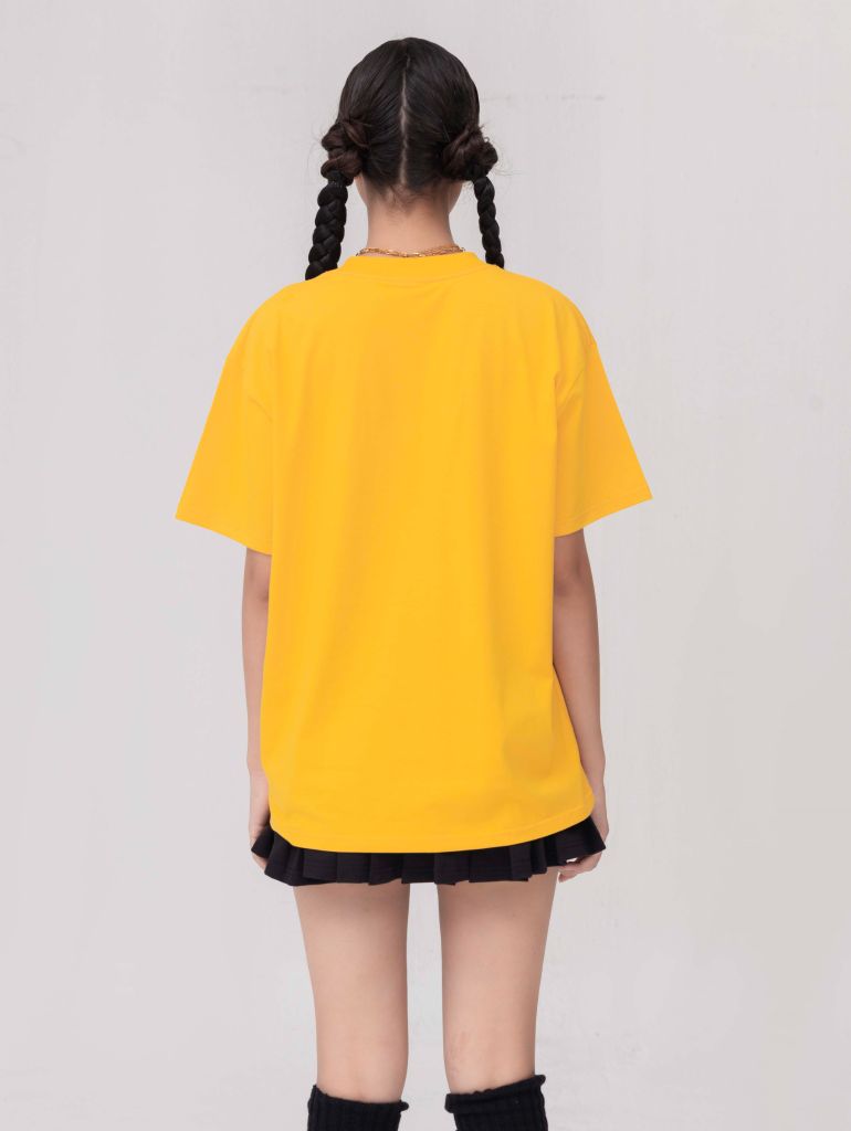 Áo Thun Hoạ Tiết Chữ Dập Nổi - Vàng