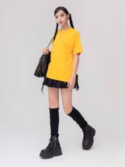 Áo Thun Hoạ Tiết Chữ Dập Nổi - Vàng