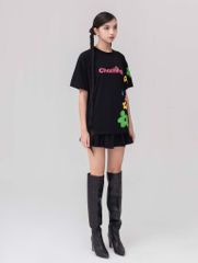 Áo Thun Hoạ Tiết Hoa - Đen