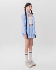 Set Sơmi Và Chân Váy Xếp Ly - Xanh dương