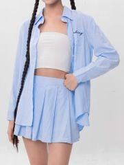 Set Sơmi Và Chân Váy Xếp Ly - Xanh dương