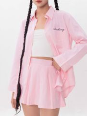 Set Sơmi Và Chân Váy Xếp Ly - Hồng