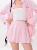  Set Sơmi Và Chân Váy Xếp Ly - Hồng 