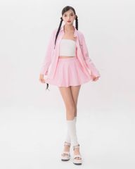 Set Sơmi Và Chân Váy Xếp Ly - Hồng