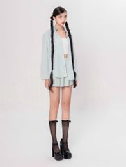 Set Sơmi Và Chân Váy Xếp Ly - Xanh Lá