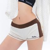  CHACHING SHORTIE SHORTS -  Cream with Brown Trim 