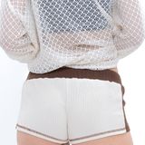  CHACHING SHORTIE SHORTS -  Cream with Brown Trim 