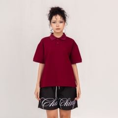 Áo Polo Form Boxy Logo Thêu Unisex - Đỏ
