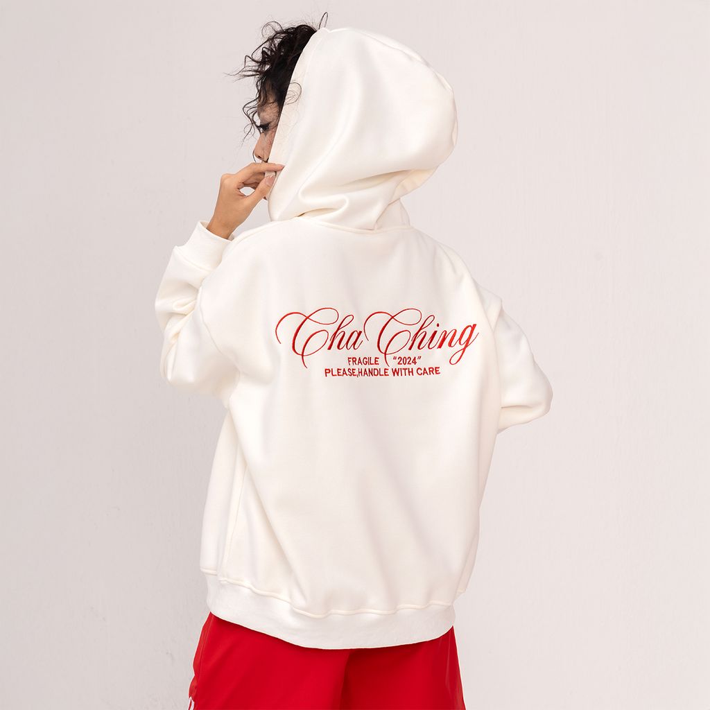 Áo Hoodie Unisex Form Oversize - Trắng