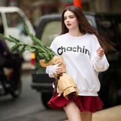 Chân Váy Dáng Xòe Nỉ Bông - Đỏ rượu