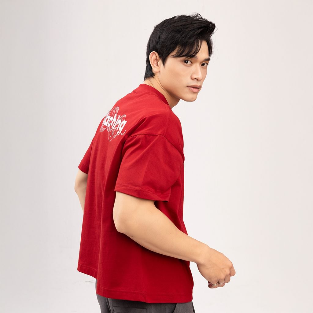 Áo Rắn Boxy In Logo Unisex - Đỏ