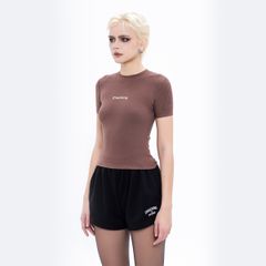 QUẦN SHORT NỈ THÊU LOGO - ĐEN