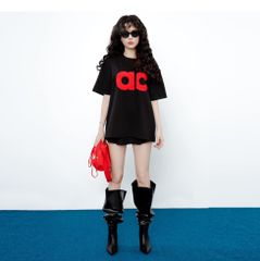 Áo AC Bông Xù Boxy Unisex - Đỏ Chữ Be