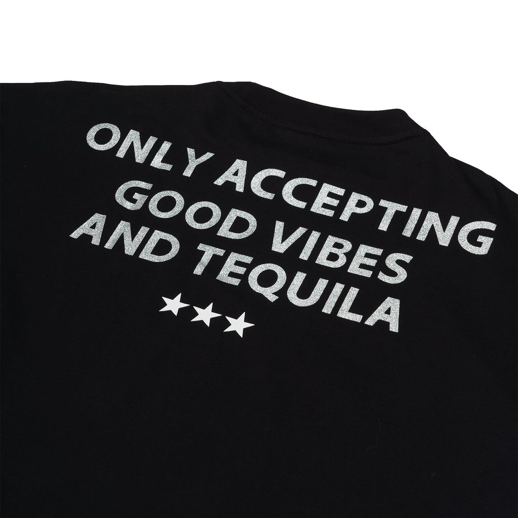 Áo Thun Unisex Form Boxy In Nhũ - Đen