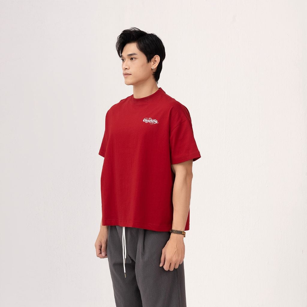 Áo Rắn Boxy In Logo Unisex - Đỏ
