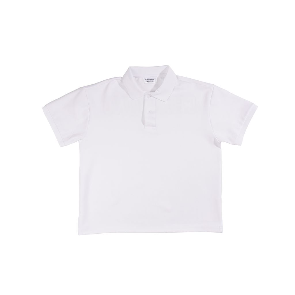 Áo Polo Form Boxy Logo Thêu Unisex - Trắng
