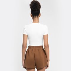 QUẦN SHORT NỈ THÊU LOGO - CAFE