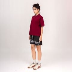 Áo Polo Form Boxy Logo Thêu Unisex - Đỏ