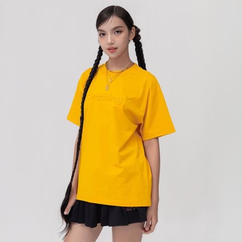 Áo Thun Hoạ Tiết Chữ Dập Nổi - Vàng