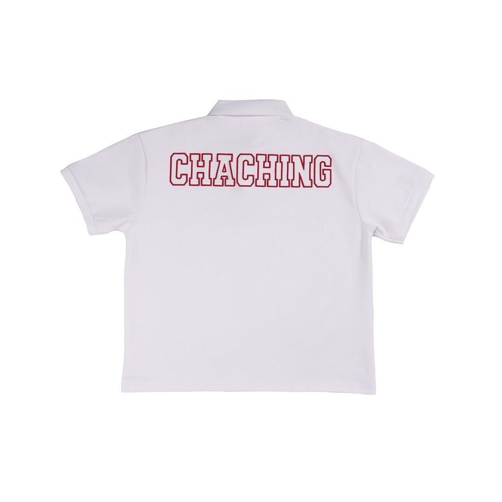 Áo Polo Form Boxy Logo Thêu Unisex - Trắng