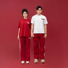Áo Thun Couple Họa Tiết Lover Bông Xù - Đỏ đô