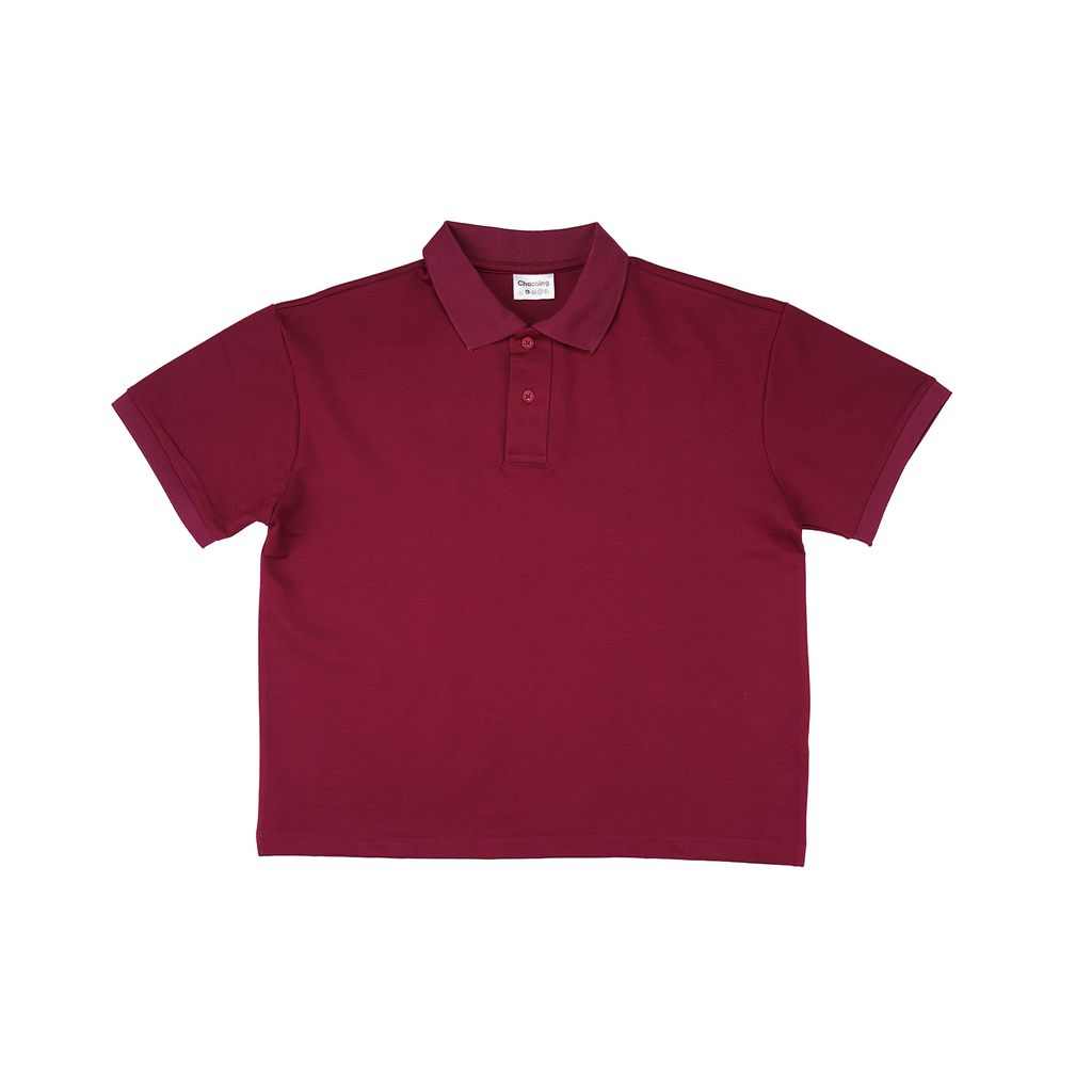Áo Polo Form Boxy Logo Thêu Unisex - Đỏ