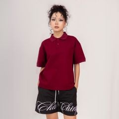 Áo Polo Form Boxy Logo Thêu Unisex - Đỏ