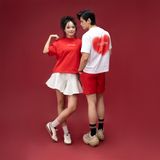  Áo Thun Couple Họa Tiết Valentine - Đỏ đô 