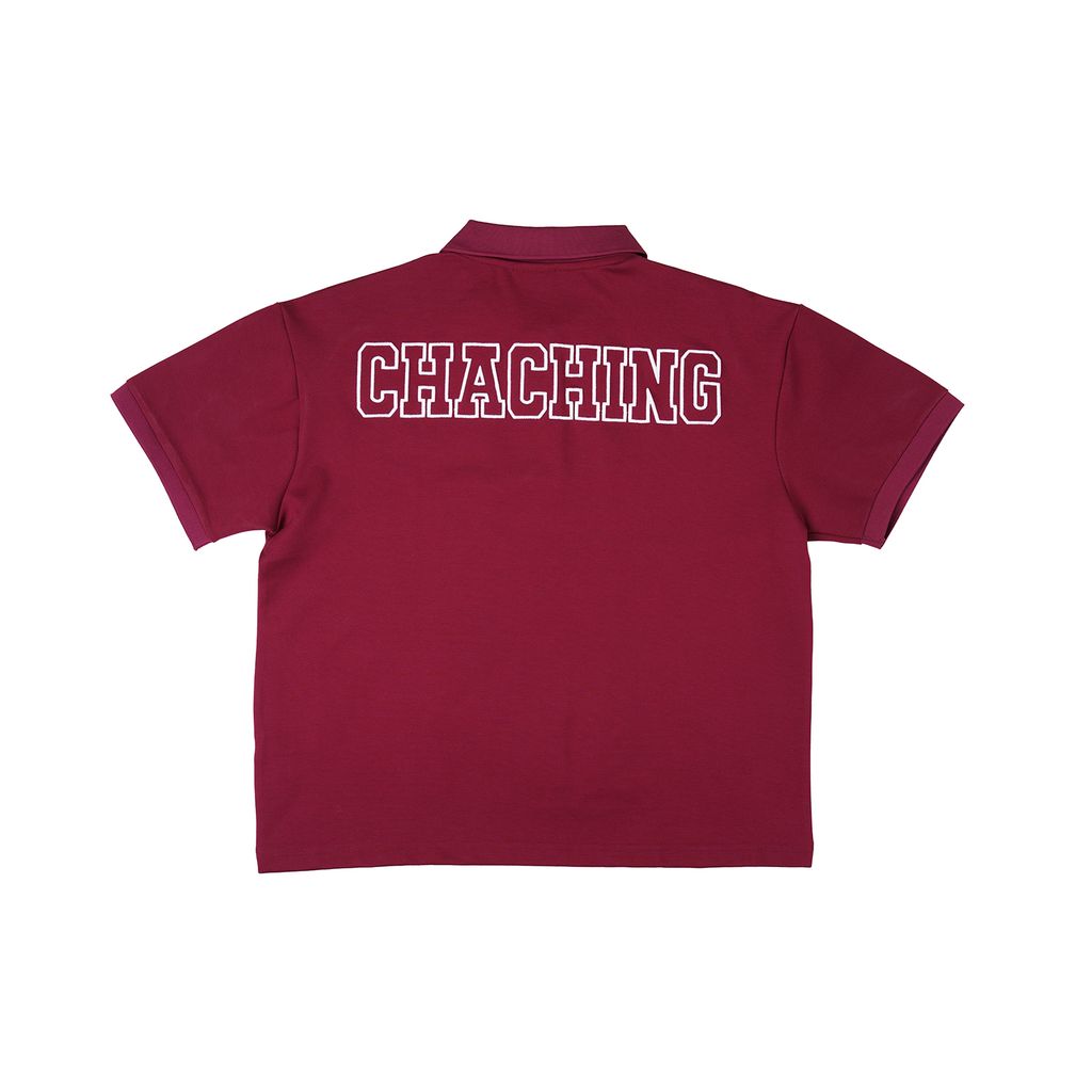 Áo Polo Form Boxy Logo Thêu Unisex - Đỏ