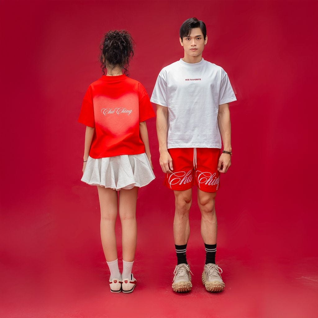 Áo Thun Couple Họa Tiết Valentine - Đỏ đô