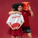  Áo Rắn Boxy In Logo Unisex - Trắng 