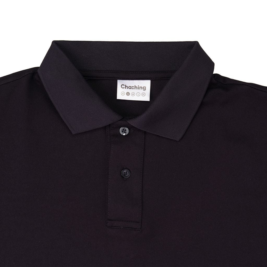 Áo Polo Form Boxy Logo Thêu Unisex - Đen