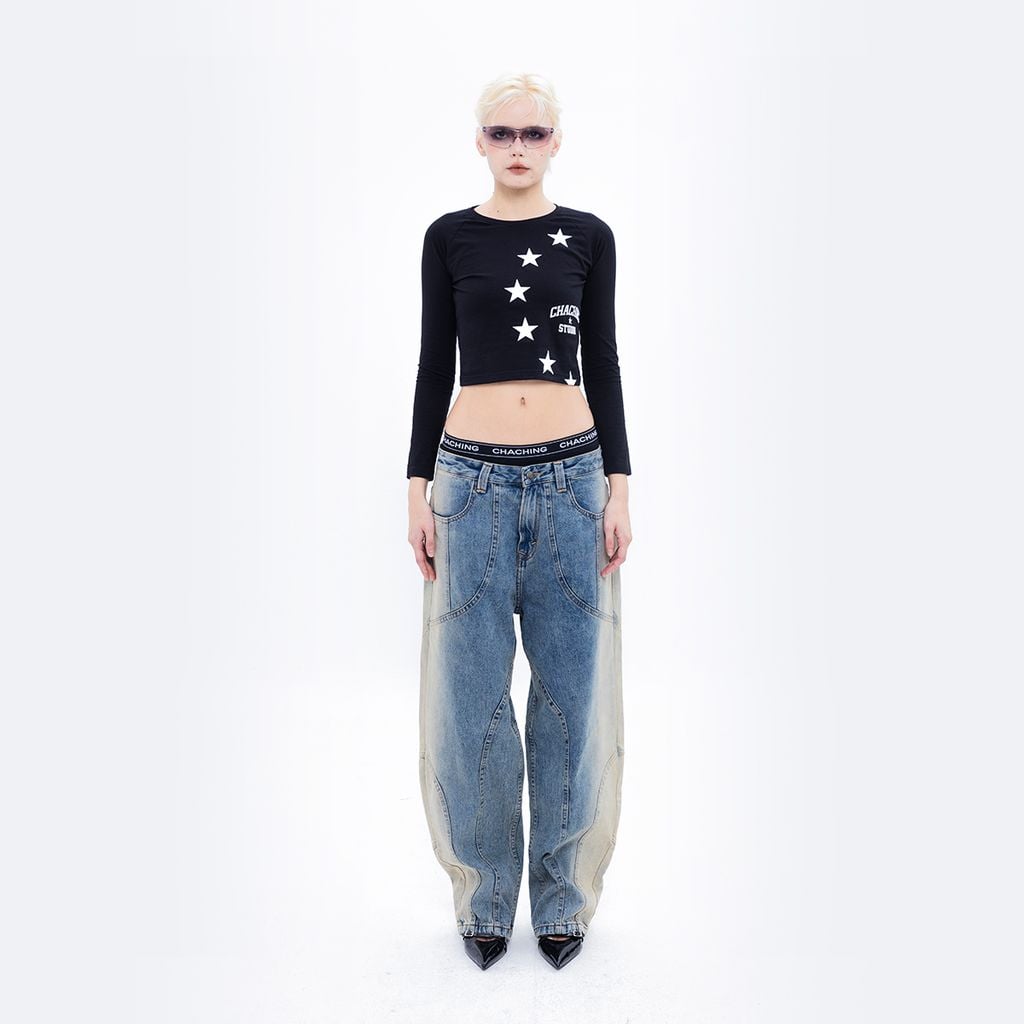 CHACHING STAR LONG-SLEEVE TOP – BLACK