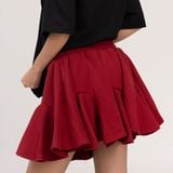  Chân Váy Dáng Xòe Nỉ Bông - Đỏ rượu 