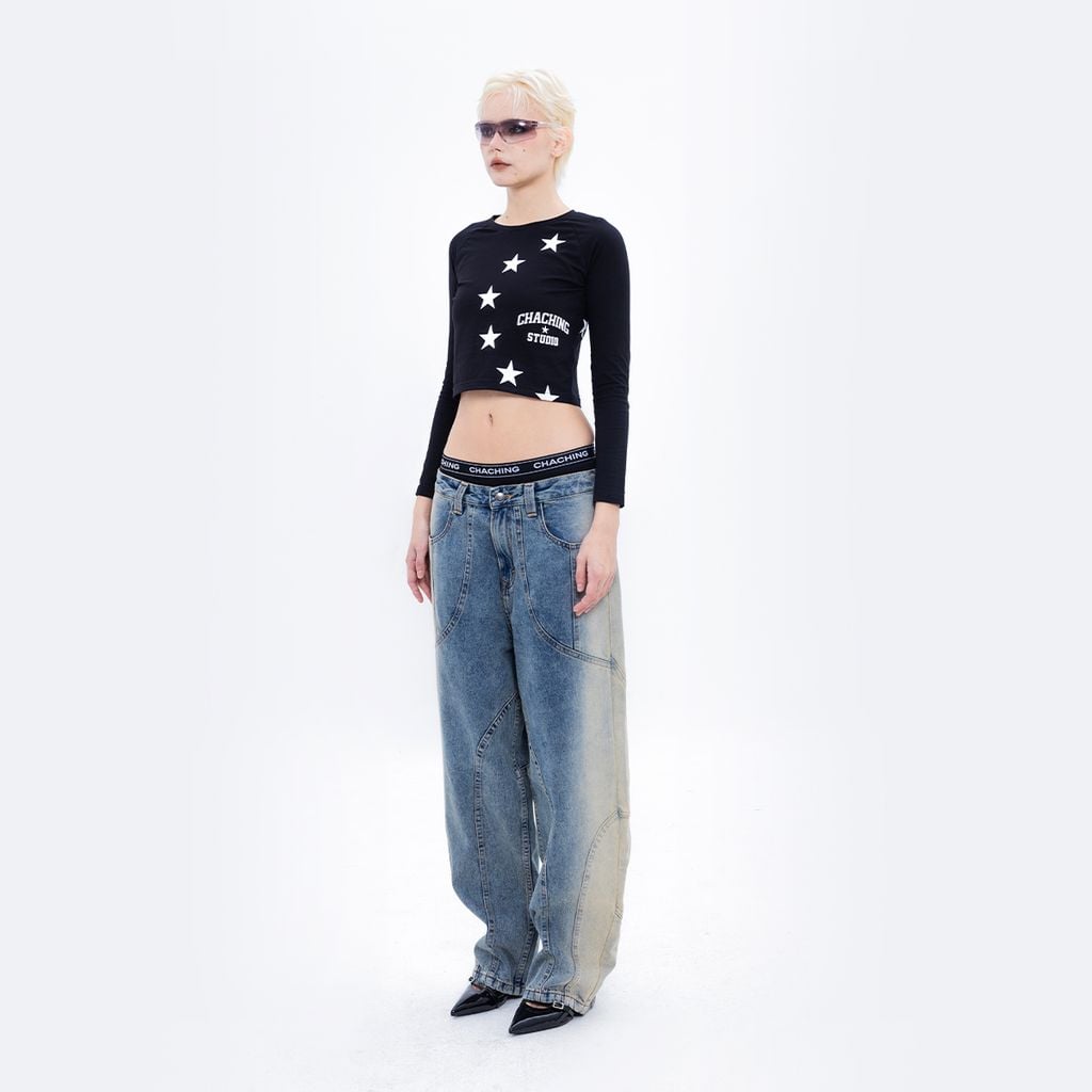 CHACHING STAR LONG-SLEEVE TOP – BLACK