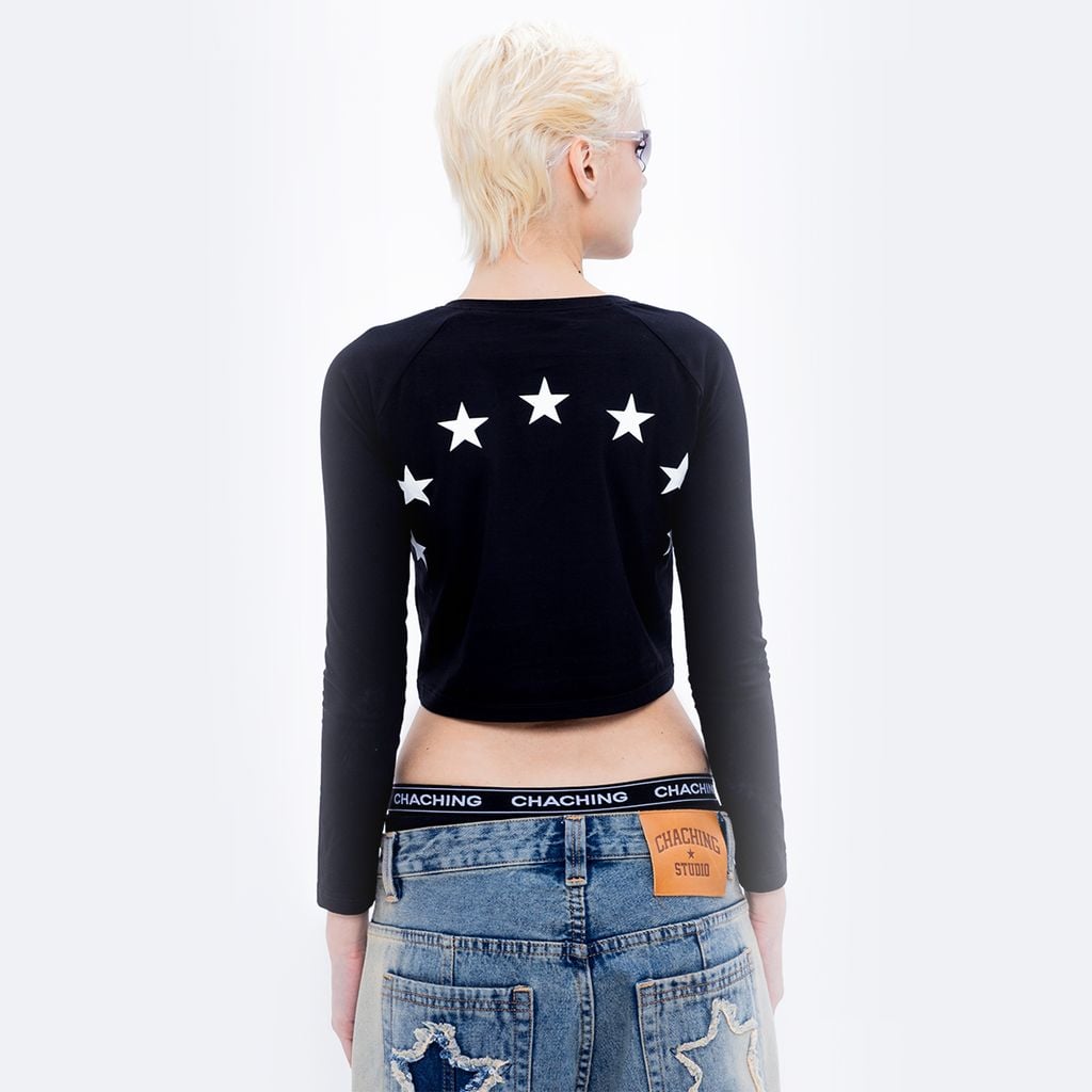 CHACHING STAR LONG-SLEEVE TOP – BLACK