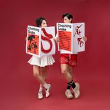  Áo Rắn Boxy In Logo Unisex - Trắng 
