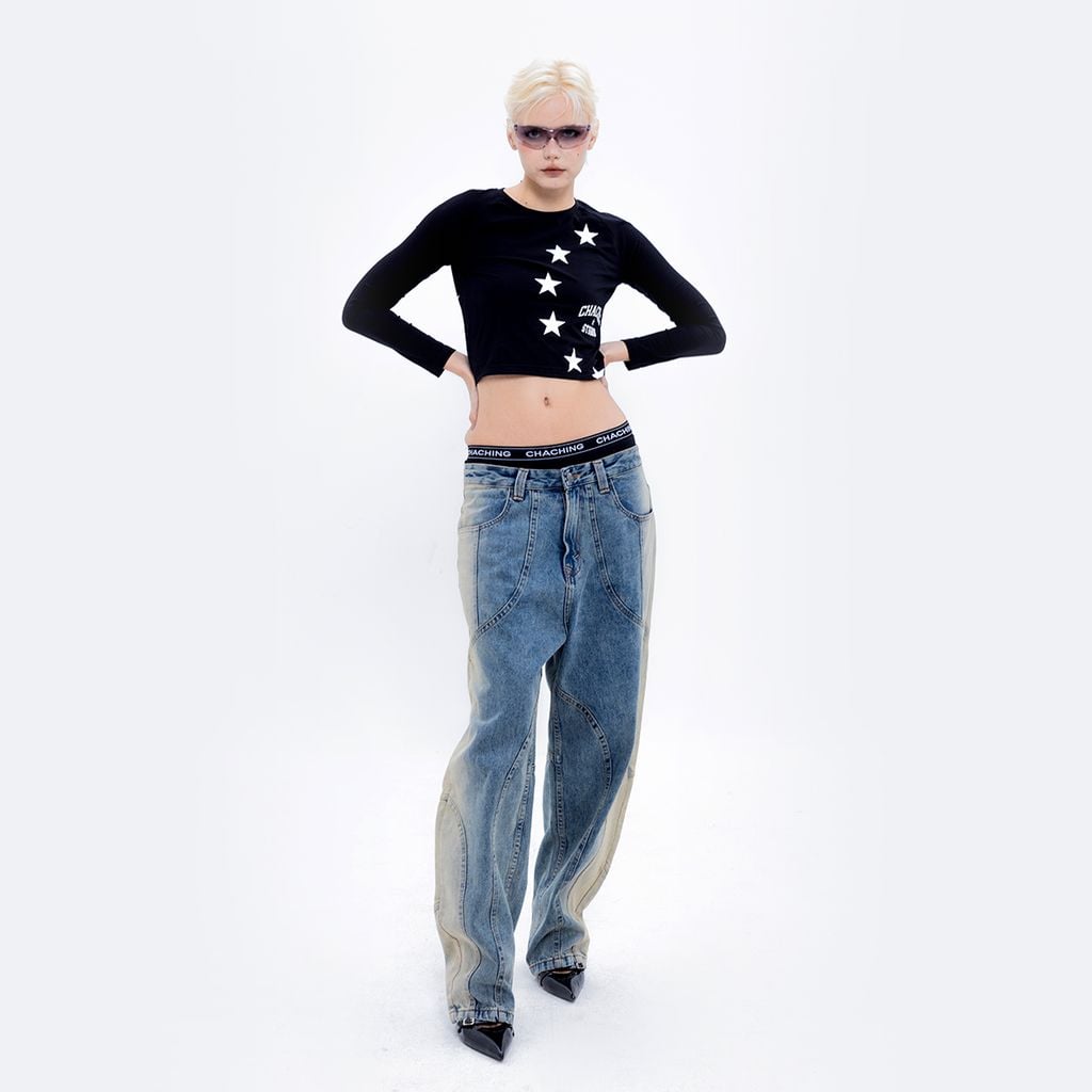 CHACHING STAR LONG-SLEEVE TOP – BLACK