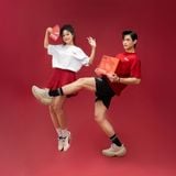  Áo Rắn Boxy In Logo Unisex - Đỏ 