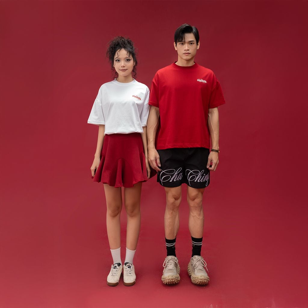 Áo Rắn Boxy In Logo Unisex - Đỏ