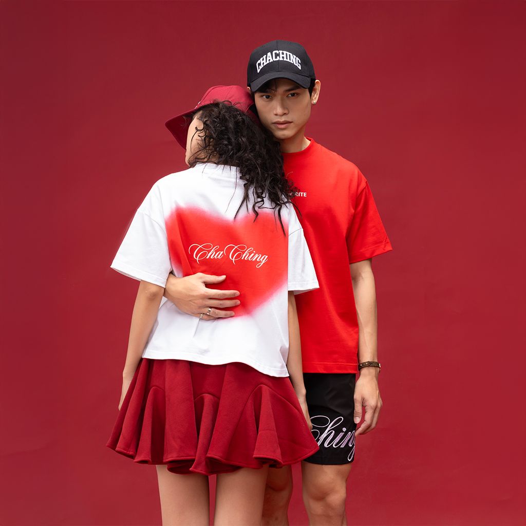 Áo Thun Couple Họa Tiết Valentine - Đỏ đô