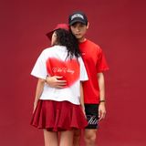  Áo Thun Couple Họa Tiết Valentine - Đỏ đô 